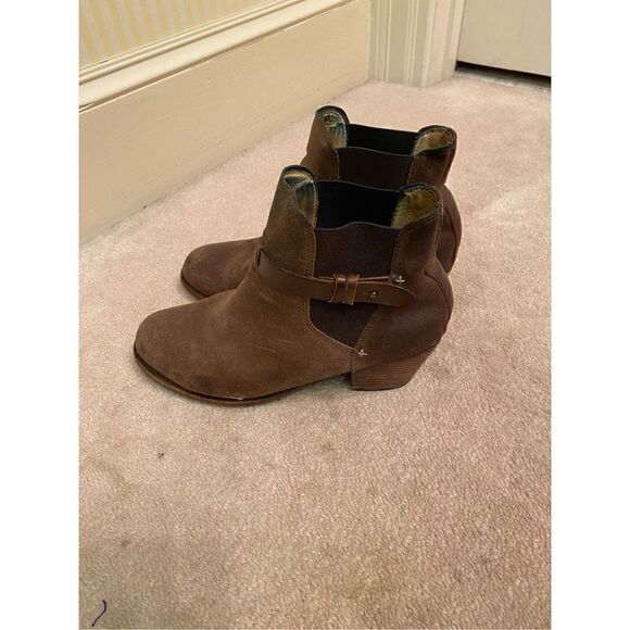 RAG & BONE DURHAM CHELSEA BOOTS BROWN SUEDE MID-HEEL ANKLE BOOTS - Picture 9 of 9